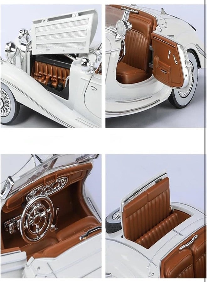richtots Premium Die-Cast Zinc Alloy 1:24 Scale 1936 Merrc-Bennz Classic Large with 4 Openable Doors,Lights & Music & Working Steering【White】【Pack of 1】 (White) - Image 3